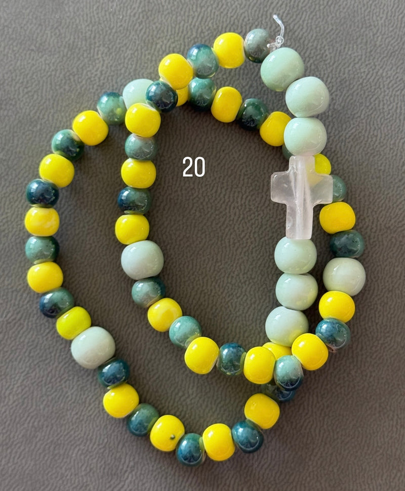 Pulsera Rosario Cerámica 2 vueltas hecho a mano