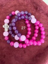 Rosario pulsera collar piedra redonda