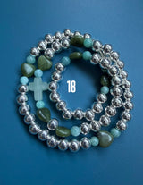 Rosario pulsera collar corazón plata