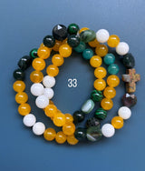 Rosario pulsera collar piedra plana