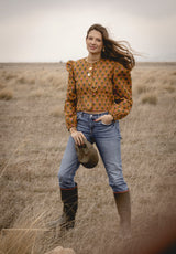 Chaqueta ocre flores