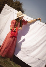 Bolso tela geométrico rojo