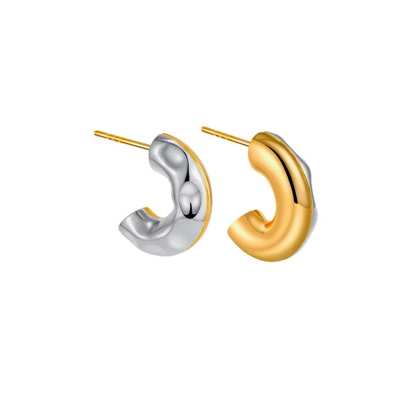 Aros Doble Irregular Dorado/Plata