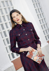 Bolso estampado terciopelo gris