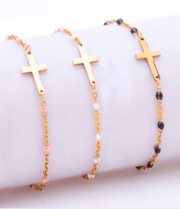 Pulsera Cruz Bolitas Colores