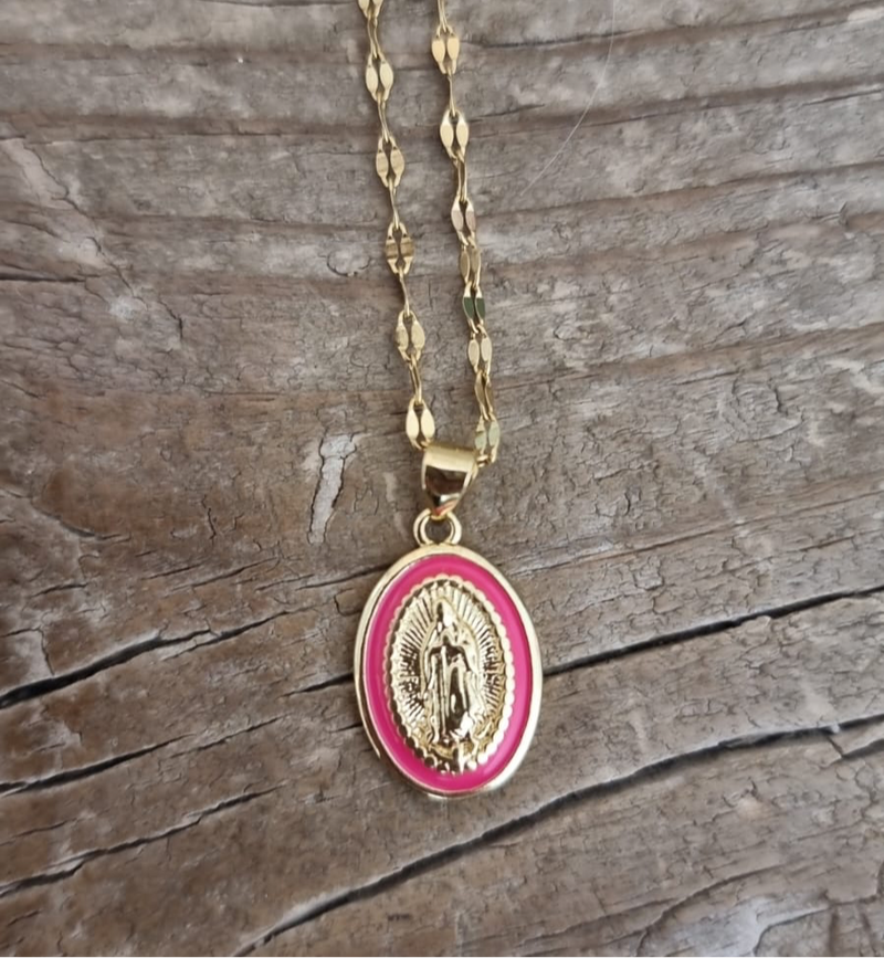 Colgante Virgen Rosa Flúor