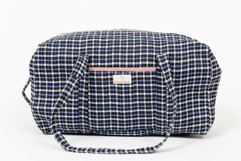 Bolsa viaje vichy azul marino