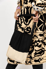 Bolso acordeón negro/beige