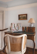 Bolso Tote Bag Palmeras Azules y Flores Rosas