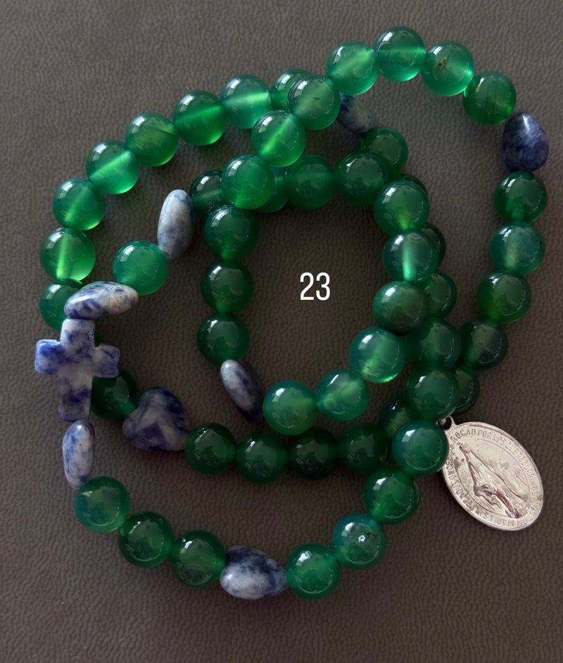 Rosario Collar 3 Vueltas Piedras Naturales hecho a mano