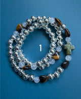 Rosario pulsera collar corazón plata