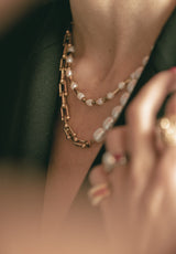 Cadena Gorda Perlas Baguette