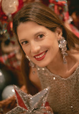 Pendientes flor plateada