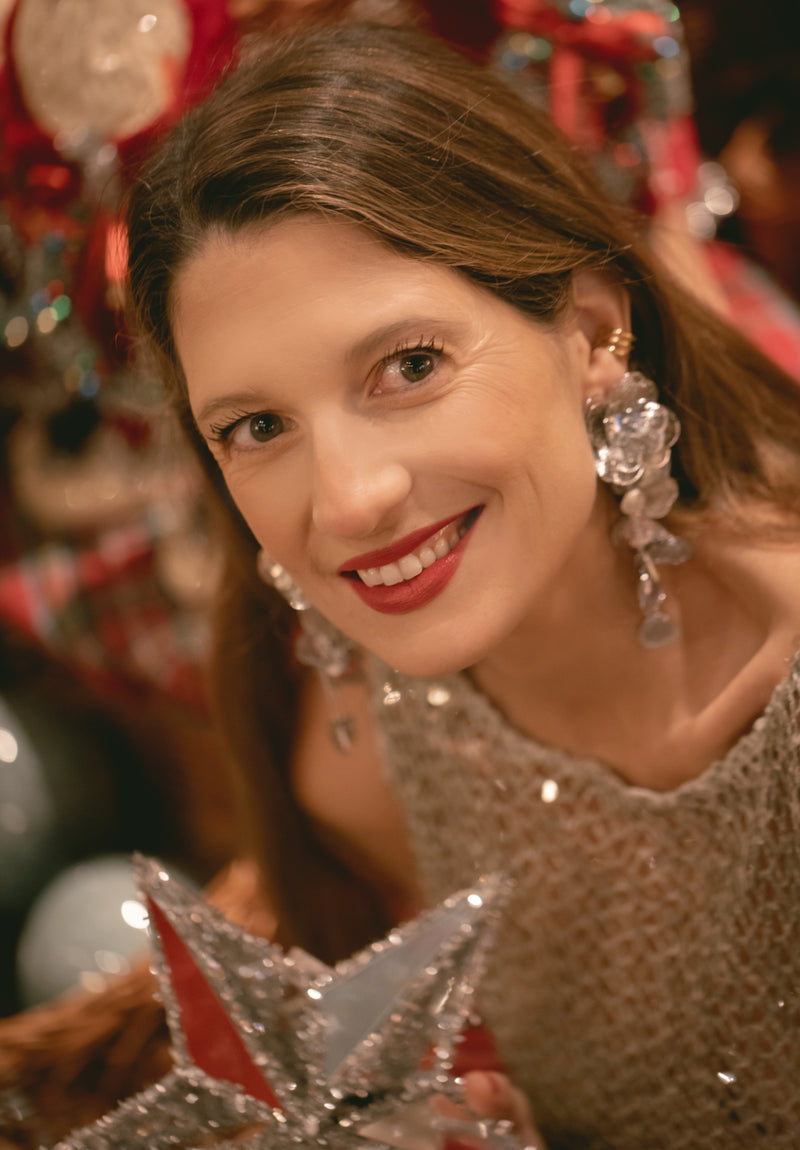 Pendientes flor plateada