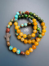 Rosario pulsera collar piedra plana
