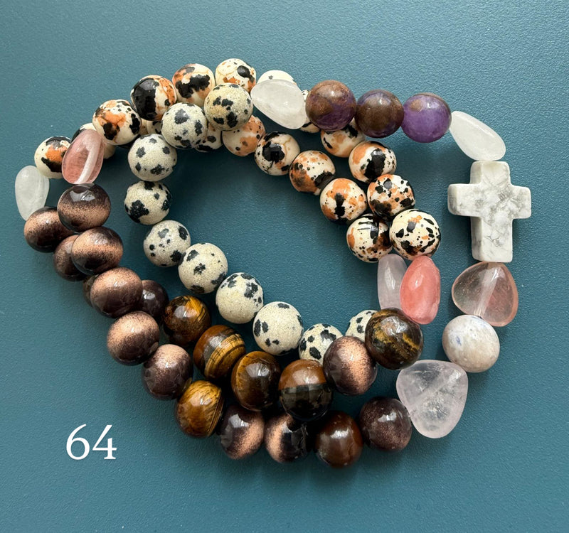 Rosario Collar 3 Vueltas Piedras Naturales hecho a mano