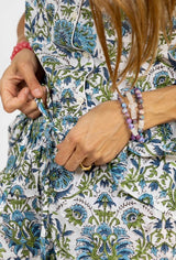Pijama corto flores azul