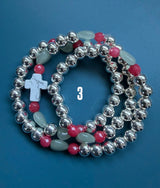 Rosario pulsera collar corazón plata
