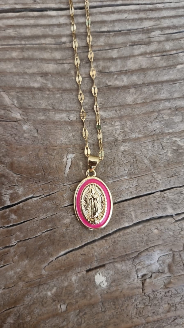 Colgante Virgen Rosa Flúor