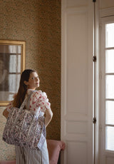 Bolso Tote Bag Flores Marino y Rosa