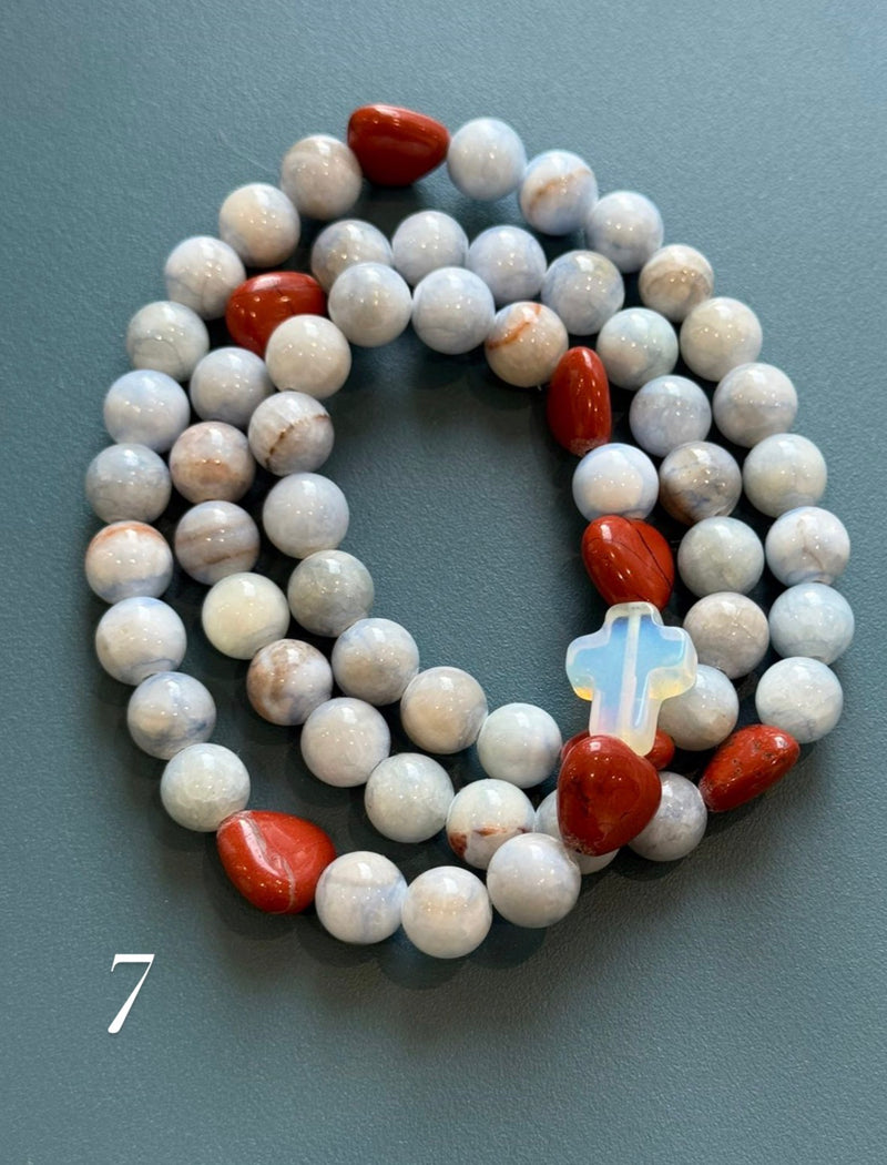 Rosario Collar 3 Vueltas Piedras Naturales hecho a mano