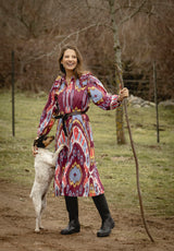 Vestido burdeos ikat