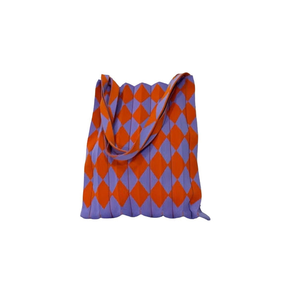 Bolso rombos naranja/lila