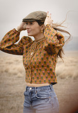 Chaqueta ocre flores