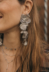 Pendientes flor plateada