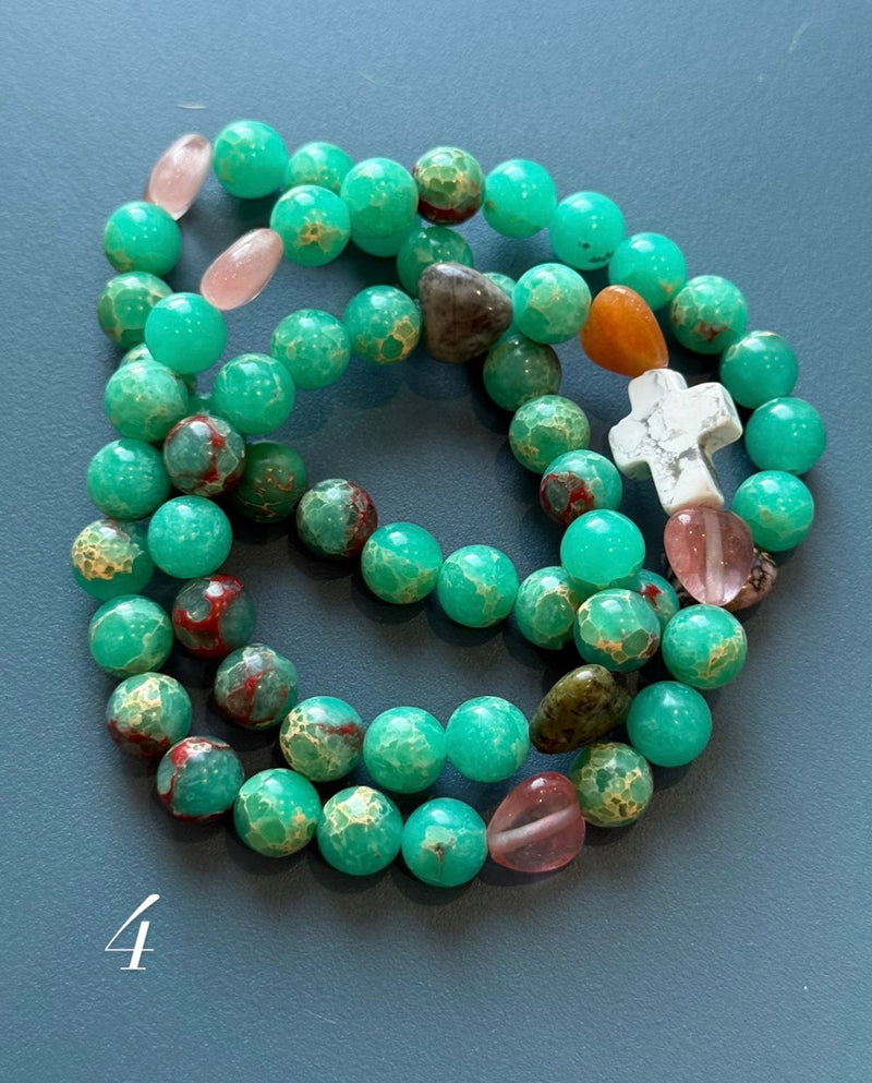 Rosario Collar 3 Vueltas Piedras Naturales hecho a mano