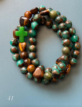 Rosario Collar 3 Vueltas Piedras Naturales hecho a mano