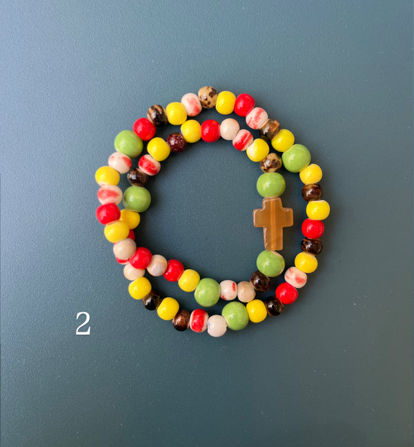 Pulsera Rosario Cerámica 2 vueltas hecho a mano