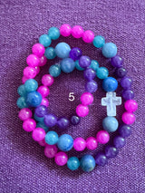 Rosario pulsera collar piedra redonda