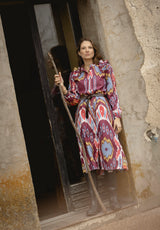 Vestido burdeos ikat