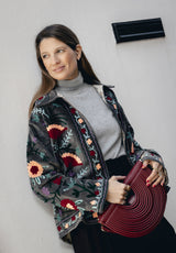 Bolso abanico granate