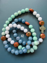 Rosario pulsera collar piedra plana