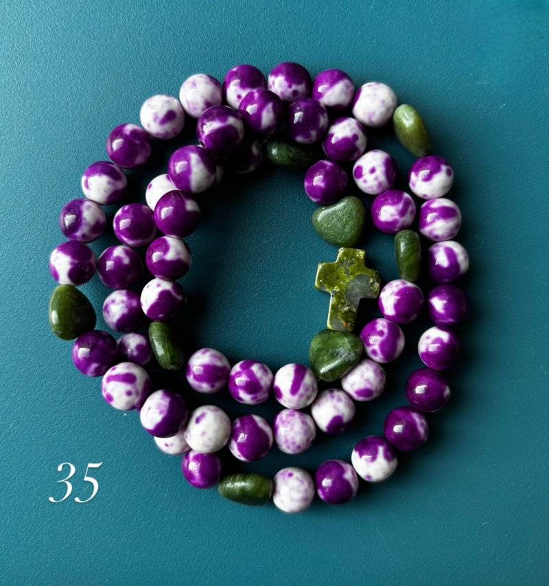 Rosario Collar 3 Vueltas Piedras Naturales hecho a mano