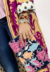 Bolso estampado terciopelo azul marino