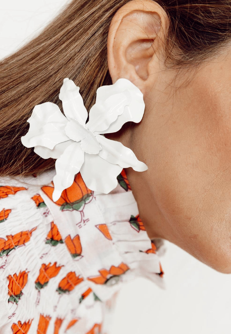 Pendientes flor XL blanco