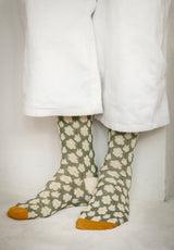 Calcetines floreados verde