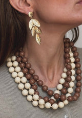 Collar bolas marrón/beige