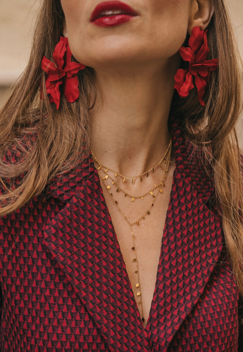 Pendientes flor XL rojo