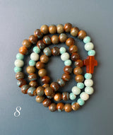 Rosario Cerámica pulsera/collar 3 vueltas hecho a mano