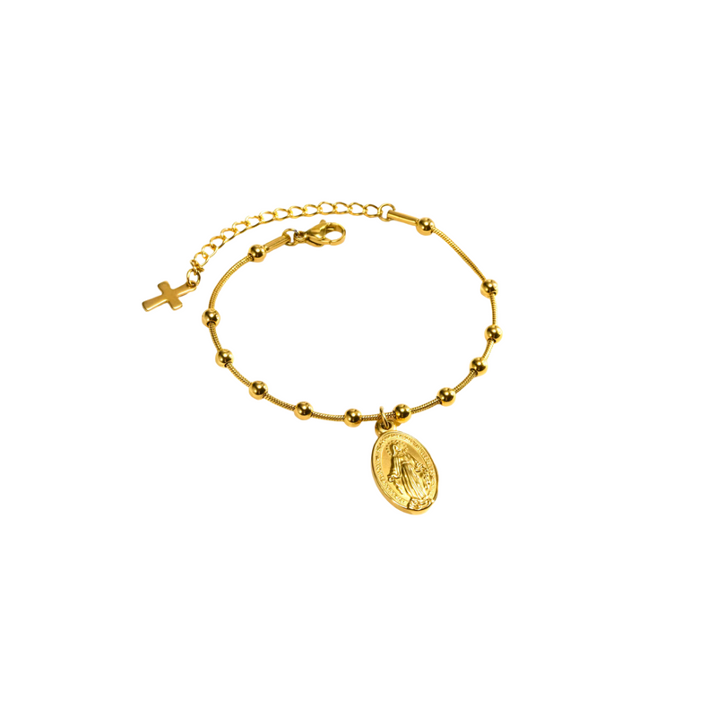 Pulsera Virgen Medalla Milagrosa Bolitas
