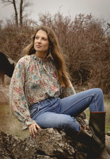 Camisa flores rosa, azul y amarillo