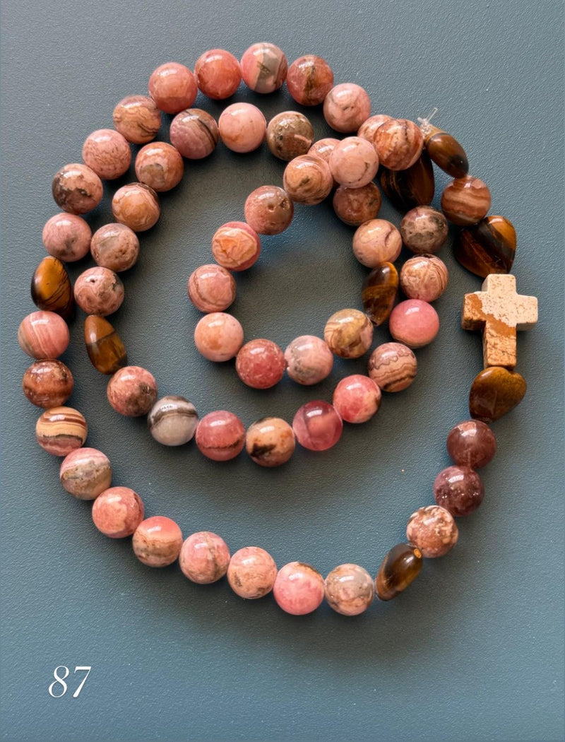 Rosario Collar 3 Vueltas Piedras Naturales hecho a mano