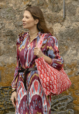 Vestido burdeos ikat