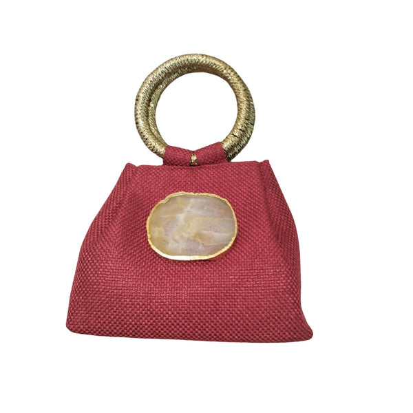 Bolso yute asa piedra rojo