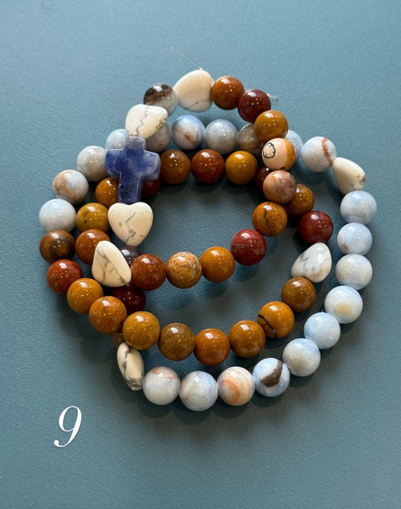 Rosario Collar 3 Vueltas Piedras Naturales hecho a mano