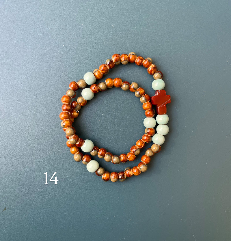 Pulsera Rosario Cerámica 2 vueltas hecho a mano
